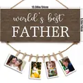 Creative wooden photo display hanging plaque for Father with clips and twine - Father Slogan