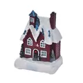 Christmas miniature resin LED house with red brick walls and snow-covered roof decoration - Style D