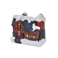 Miniature resin Christmas house ornament with snow finish and warm glowing windows - Style E