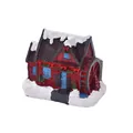 Christmas light-up water mill resin house with snowy roof and holiday wreath - Style F