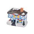 Miniature resin Christmas house with snow-covered roof and blue trim glowing decoration - Style G