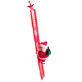 Electric climbing Santa Claus on red ladder with gift bag and star for Christmas decor - Red Electric Single Ladder