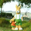 Cute bunny parent-child garden statue made of resin for outdoor patio lawn decoration - Father Rabbit