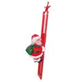 Electric climbing Santa Claus toy on red ladder with star topper for Christmas decor - Red Electric Climbing Ladder