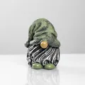 Garden gnome resin statue with dark green hat and textured beard for home decor - Curved Hat Style / Green
