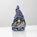 Garden gnome ornament with blue knitted hat and black-white beard figurine - Pointed Hat Style / Blue