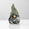 Garden gnome figurine with green knitted hat and long beard on white background - Pointed Hat Style / Green