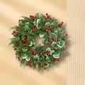 Ghirlanda natalizia con bacche rosse artificiali e rami di cipresso su sfondo caldo - 40CM / Ghirlanda di bacche rosse