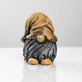 Nordic resin garden gnome statue with orange pointed hat and spiral textured beard - Curved Hat Style / Orange