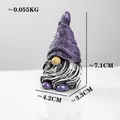 Garden gnome figurine with purple knit hat and dimensions of 7.1cm height - Pointed Hat Style / Purple