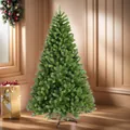 Dettaglio dell'albero di Natale artificiale in PE verde con rami folti e supporto metallico - 150cm
