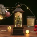 Bronze vintage Christmas lantern with LED light and miniature decorated tree scene - Basic Style - Christmas Tree