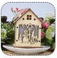 Lighted wooden Christmas cabin ornament with snowman deer laser cut design - Wooden Snowman and Deer Style