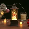 Vintage bronze Christmas water lantern with snowman figurine and warm LED light - Water Sequin Style - Snowman