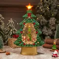 Christmas tree snow globe music box with Santa miniature and glowing top star - Christmas Tree Interior Tree Style (A-76)
