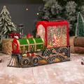 Vintage style Christmas train snow globe with Santa and reindeer figurines inside - Red Train Static Santa (A-51)