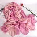 Pañuelo de seda degradado rosa para mujer con accesorios de moda elegantes - Degradado Rojo Óxido Beige