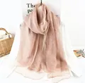 Lightweight dusty rose silk mohair scarf shawl with subtle pearlescent finish - 190x70 / Nude