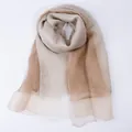 Écharpe élégante en soie et laine avec dégradé du beige au marron café foncé - 190cm / Beige Dégradé