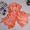 Elegante pañuelo de seda de morera con degradado naranja vibrante para mujer - Degradado Naranja