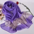 Elegant purple and champagne 100% silk lightweight scarf with semi-sheer texture - Purple