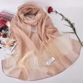 Elegant champagne silk sun protection shawl scarf in 100% natural silk fabric - Khaki