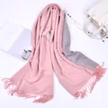 Sciarpa double-face rosa e grigia in finto cashmere con nappe per la moda invernale - 200cm / Rosa Grigio