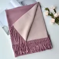 Sciarpa spessa effetto cashmere bicolore rosa cipria e viola con frange - 200cm / Viola chiaro