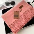 Thick coral pink faux cashmere scarf for women with elegant tassel edge detail - Extended Version / Orange
