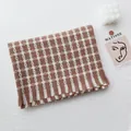 Elegant brown and cream houndstooth scarf with soft fringe trim for autumn and winter - 190cm / Camel Geometric Jacquard