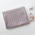 Elegant houndstooth knit scarf in gray-purple and pink-orange with stylish fringe - 190cm / Gray Pink Geometric Jacquard