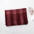 Elegant red black and white houndstooth cashmere feel scarf with tassel details - 190cm / Classic Red & Black Plaid