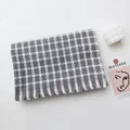 Elegant grey houndstooth scarf with soft fringe trim and cashmere-like texture - 190cm / Gray Geometric Jacquard