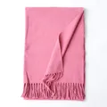 Bright pink woolen scarf for winter with soft texture and matching tassel fringes - 185cm / Leather Red