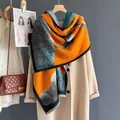 Artistic oil painting style thick cashmere scarf with tassels and deer motif - 1# Mysterious Deer