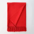 Classic bright red wool scarf with elegant tassels for autumn and winter warmth - 185cm / Red