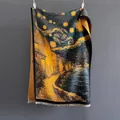 Van Gogh Starry Night cashmere-feel scarf with tassels for winter warmth and style - 3# Night in Senal