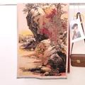Artistic landscape faux cashmere shawl with tassels in beige and red floral design - 12# Autumn Scenery