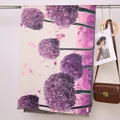 Elegant beige cashmere-feel scarf with purple allium flower print and tassels - 9# Purple Dandelion