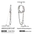 Eleganti orecchini a cerchio in acciaio inossidabile argento con nappe e zirconi a goccia - Stile Zirconia Marquise (JDE0312234-S-WT)