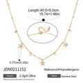 Detailed dimensions of 18K gold plated stainless steel necklace with starfish pendants - Starfish Style (JDN0211153)