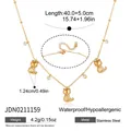 Detailweergave van 18K gouden kattenketting met specificaties en waterbestendigheid - Kitten Stijl (JDN0211159)