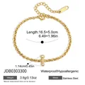Minimalistisches 18K vergoldetes Edelstahlarmband für Damen mit Kristallanhänger - Kristall Eingelegtes Stab Armband (JDB0303300) / 16.5+5cm / Gold