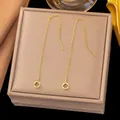 Elegant gold-plated four-leaf clover drop earrings with minimalist chain and jewelry box - Hollow Clover(G365)