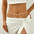Mehrlagige Bohème-Taille-Kette mit Seestern- und Muschelanhängern auf Perlen - KC Gold (A-370)