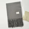 Sciarpa pashmina grigia da donna con frange e toppa con logo home hope invernale - Grigio Medio
