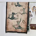 Artistic oil painting style cashmere-like scarf with deer pattern and elegant tassels - 22# Deer Pattern
