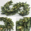 Guirnalda de Navidad artificial con agujas de pino suaves y luces LED cálidas decorativas - Estilo B (Con Luces)