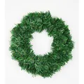 Classic green artificial PVC Christmas wreath with dense foliage on white background - 40CM