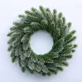 35cm artificial pine needle Christmas wreath with realistic white flocked snow effect - Snowy PE Style / Snowy Green